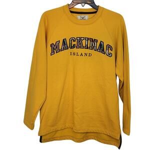 Oarsman Y2K Mackinac Island Plaid Embroidered Lettering Gold Sweatshirt Men's S
